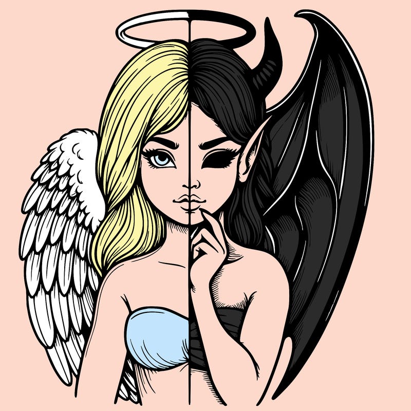 realistic angel half demon