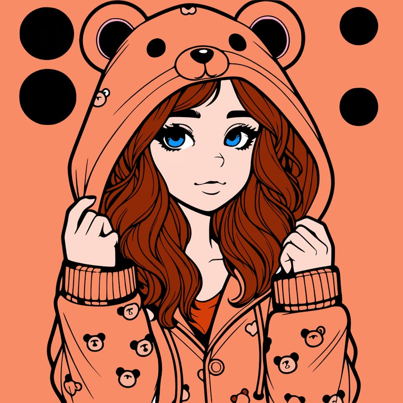 realistic girl in a animal pjs hoodie
