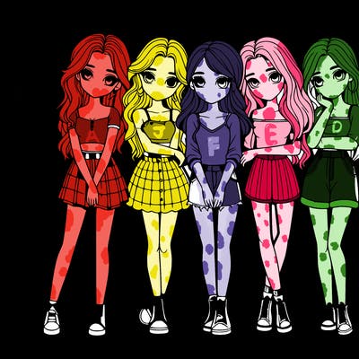 a group of girls realistic