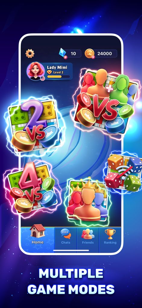 Ludo Clash: Play Ludo Online - Ludo Clash mobile app interface showing different game modes like two player and four player matches