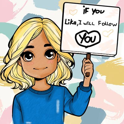 realistic girl holding up a sign