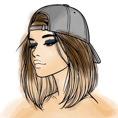 realistic  girl with a backwards hat
