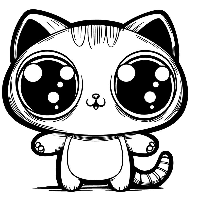 creepy cat with big eyes