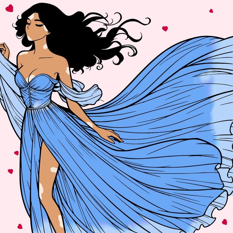 realistic woman in dress flowing the the wind