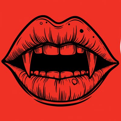 lips with vampire teeth