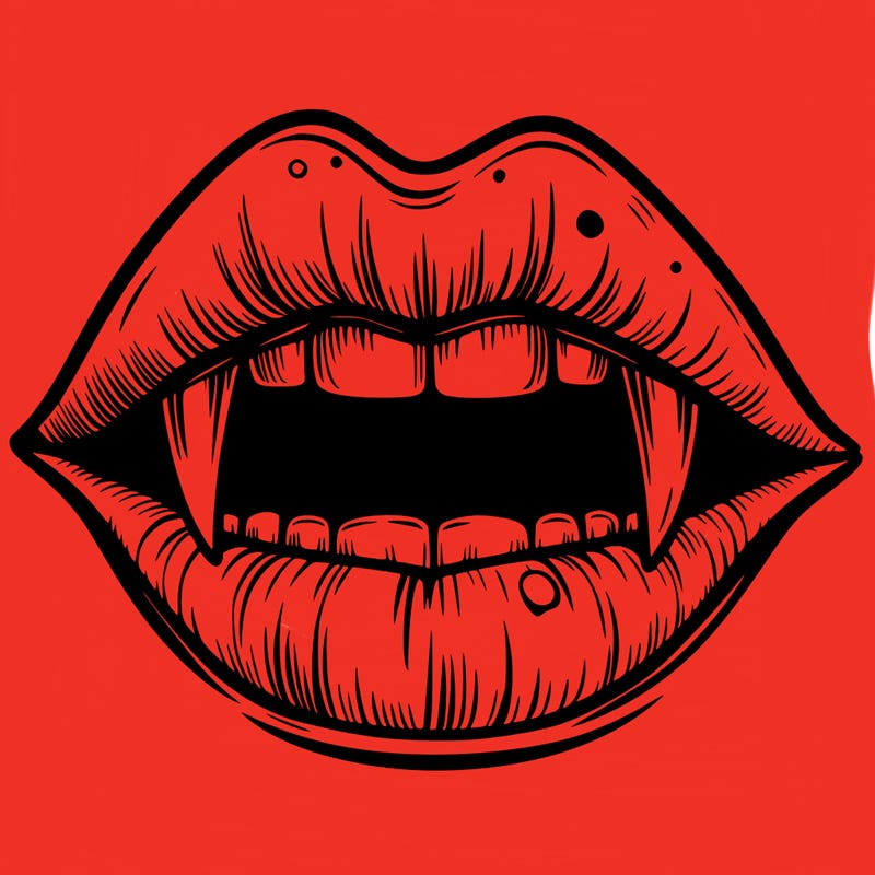 lips with vampire teeth