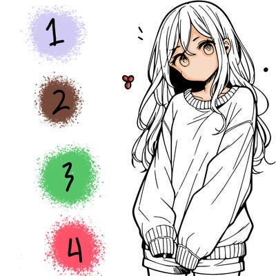manga teen girl  in a sweater and baggy pants