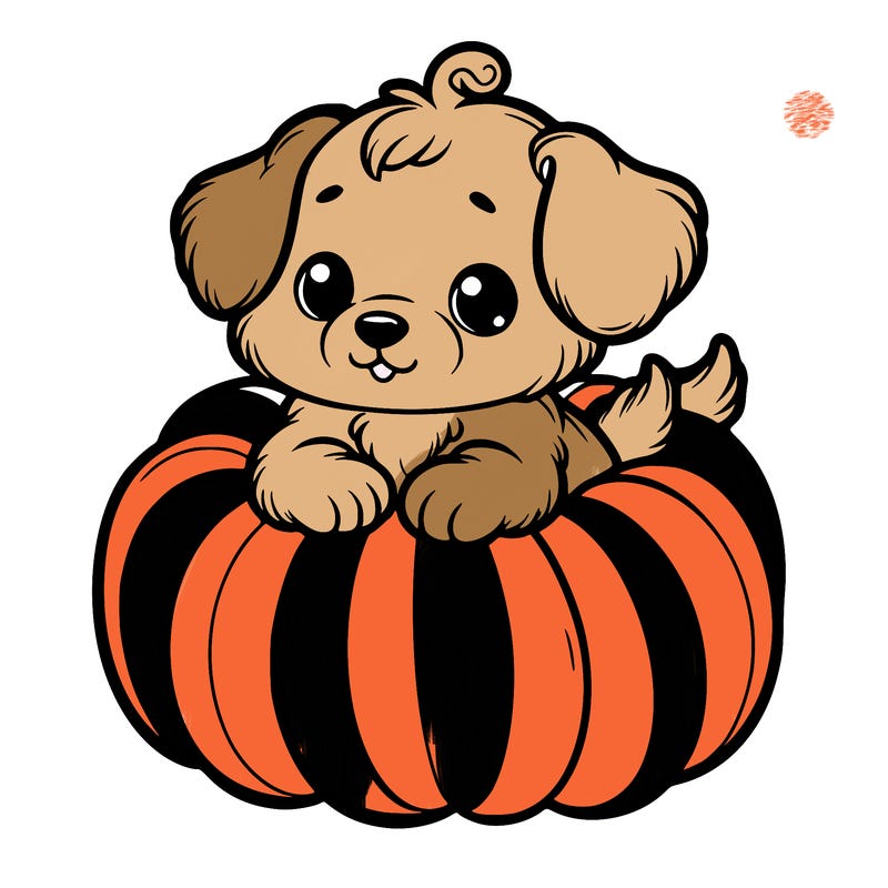 cute little puppy in a pumpkin