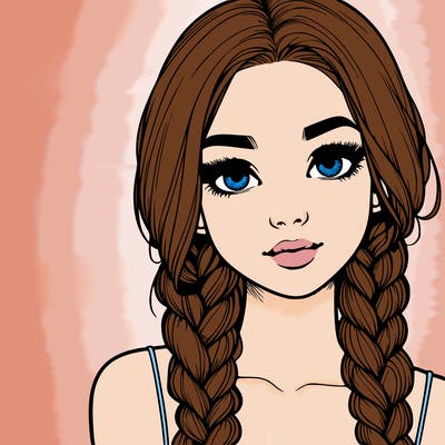 realistic girl with braids