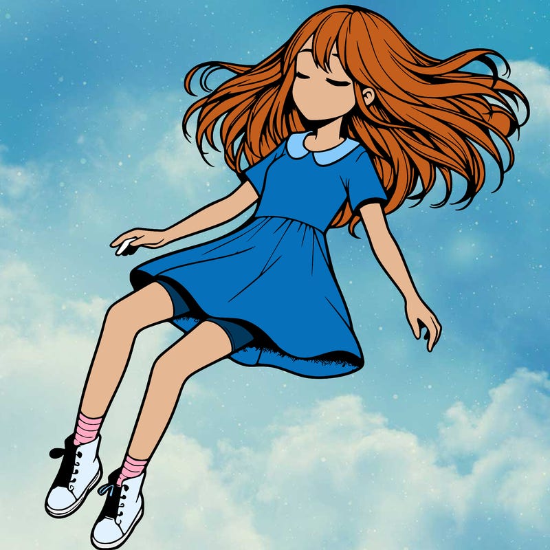 realistic girl floating