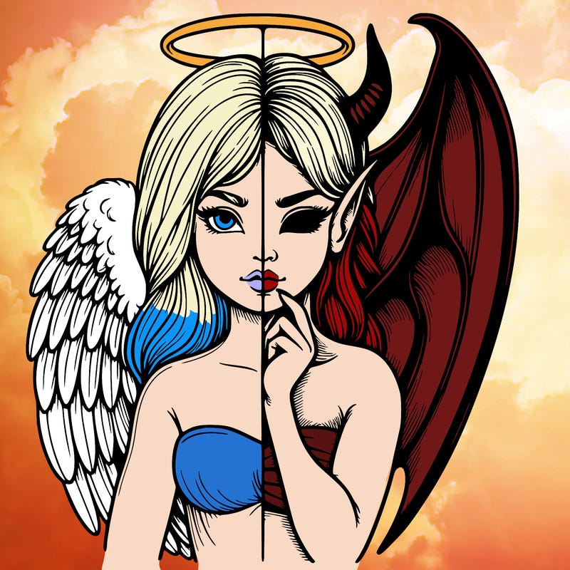 realistic angel half demon