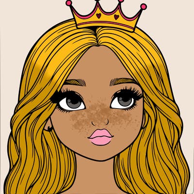 a realistic girl with a crown on