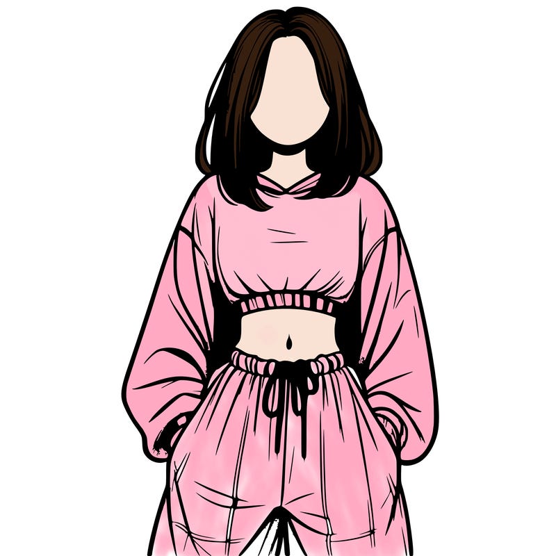 realistic girl faceless with baggy pants and a crop top