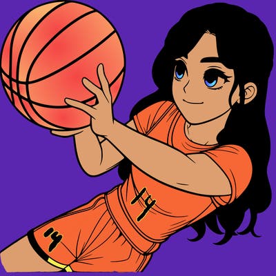 realistic girl playing basketball