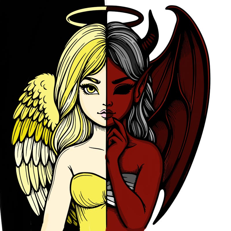 realistic angel half demon