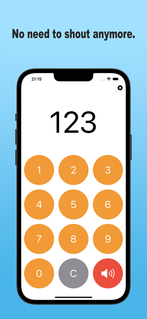 Die Benutzeroberfläche der Number Ringer App mit einem Ziffernblock zur Ansage von Kundennummern in der Warteschlange