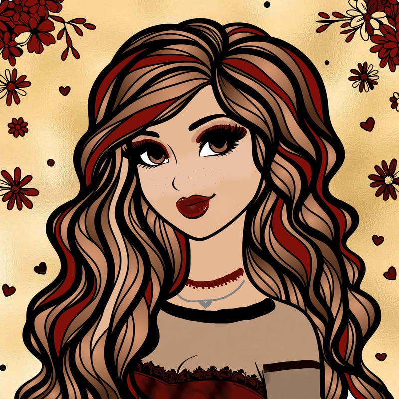 pretty woman with long wavy hair