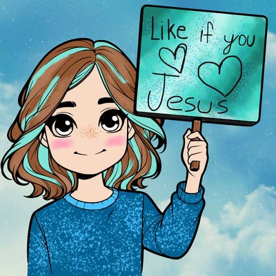 realistic girl holding up a sign