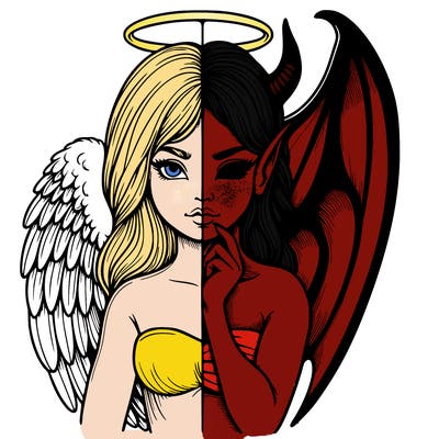 realistic angel half demon