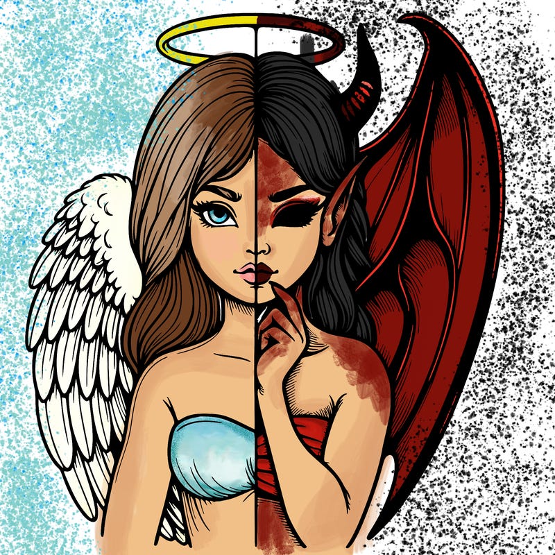 realistic angel half demon
