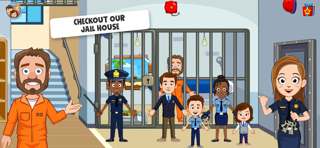 My Town Police game - Be a Cop - Police officers and prisoners in the My Town Police game jail house