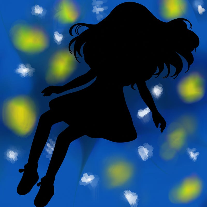 realistic girl floating