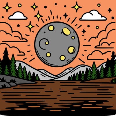 moonlight shining on a lake