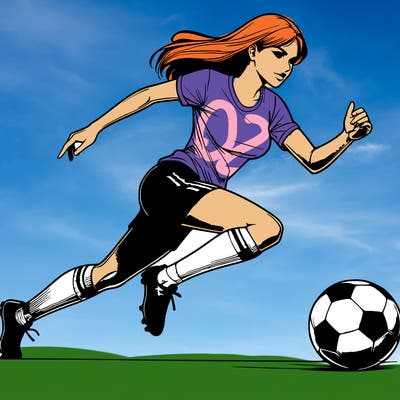realistic woman playing soccer