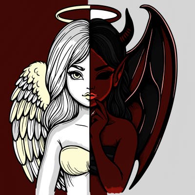 realistic angel half demon