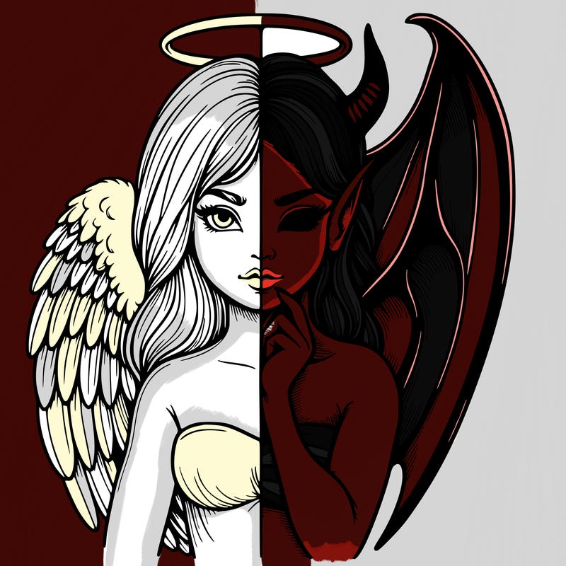 realistic angel half demon