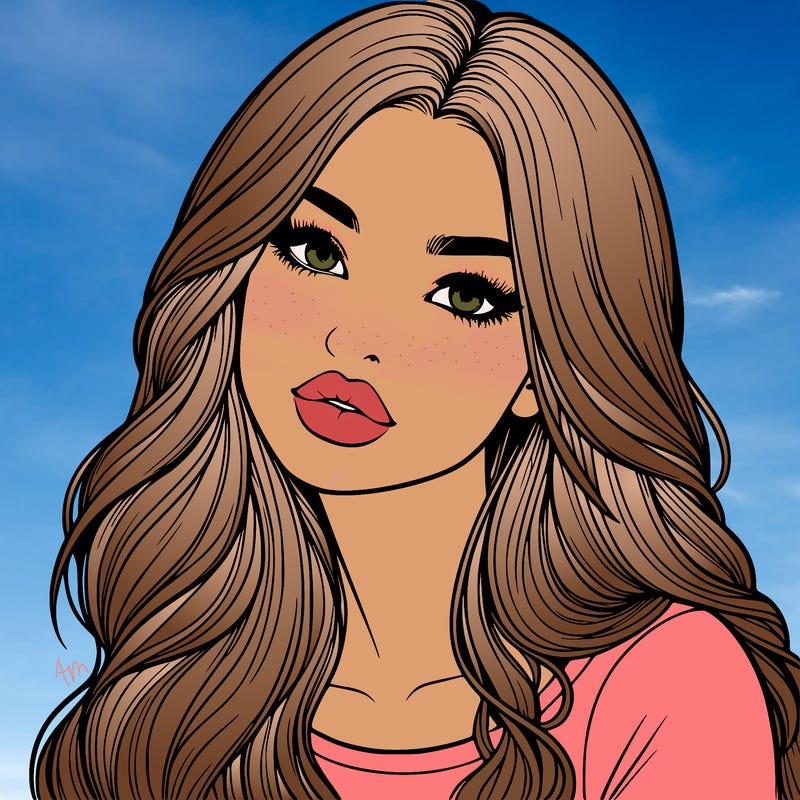 realistic girl with hair on her hair and lips