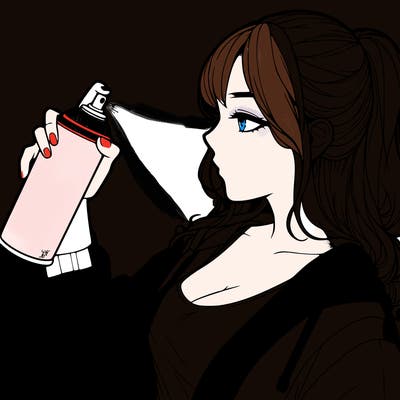 a realistic girl spray, painting