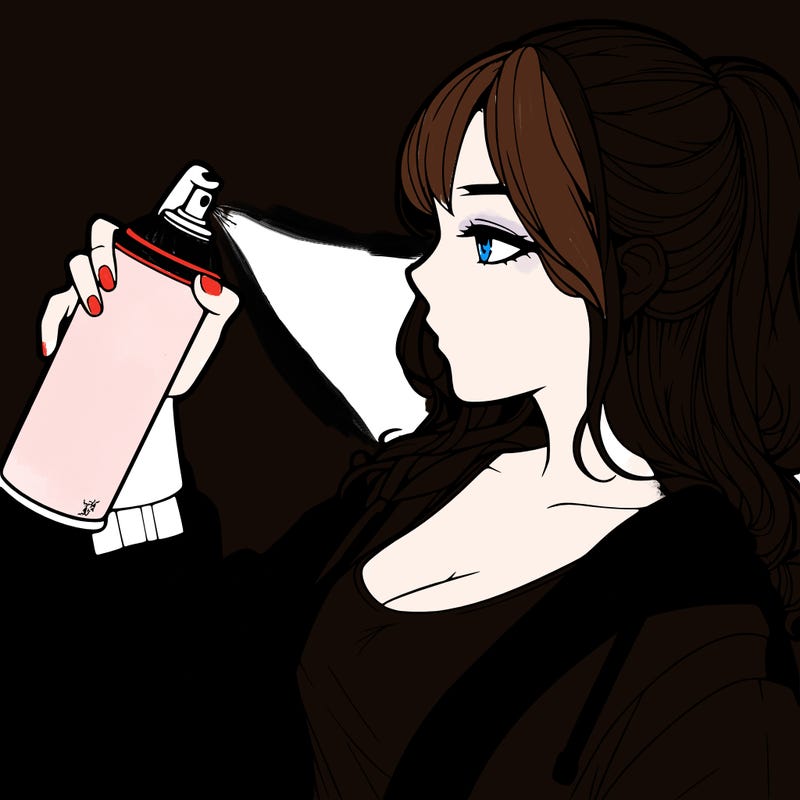 a realistic girl spray, painting