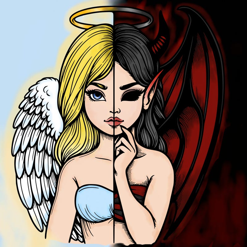 realistic angel half demon