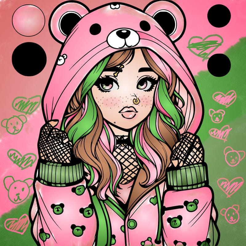 realistic girl in a animal pjs hoodie
