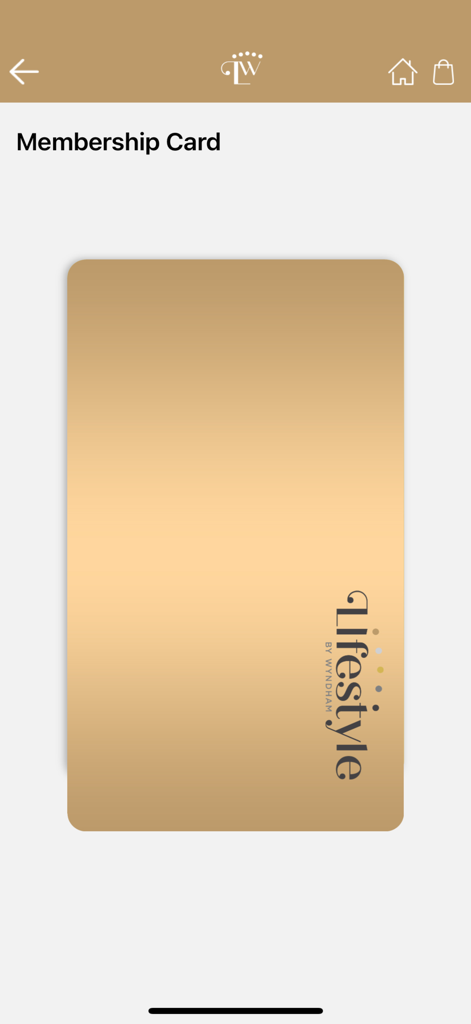 Lifestyle by Wyndham - Digital membership card within the Lifestyle by Wyndham app