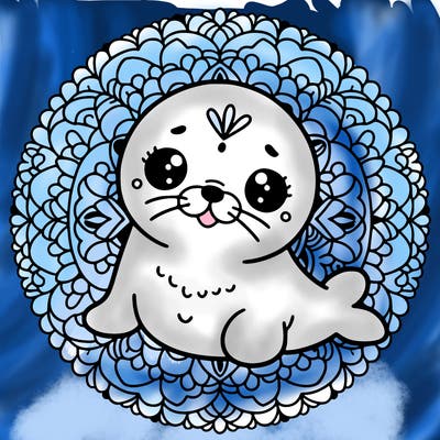 a cute baby seal mandala