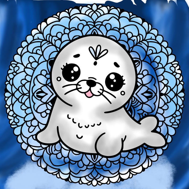 a cute baby seal mandala
