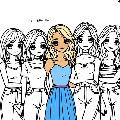 a group of girls realistic