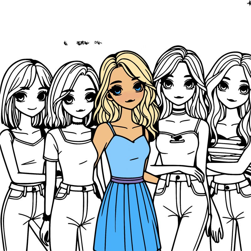 a group of girls realistic