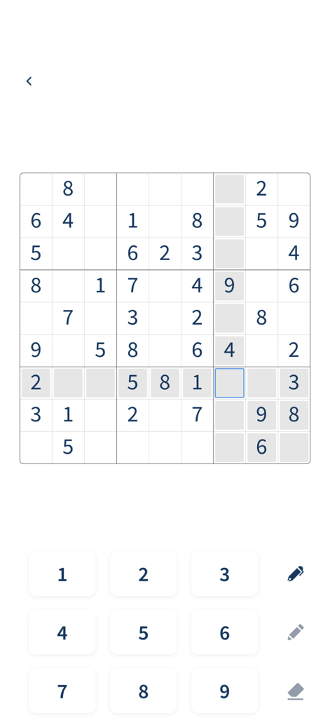 Sudoku puzzle grid with number pad interface in Figaro Jeux