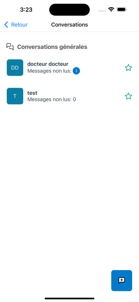 Lista de chats profissionais seguros no aplicativo médico SMART BM