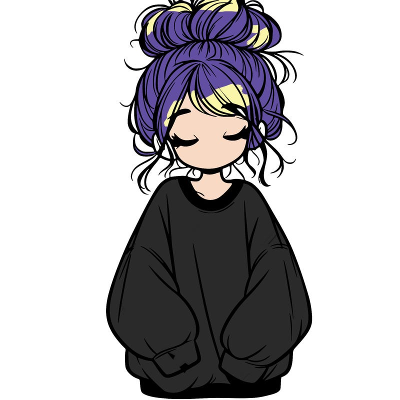 girl with baggy sweatshirt and messy bun