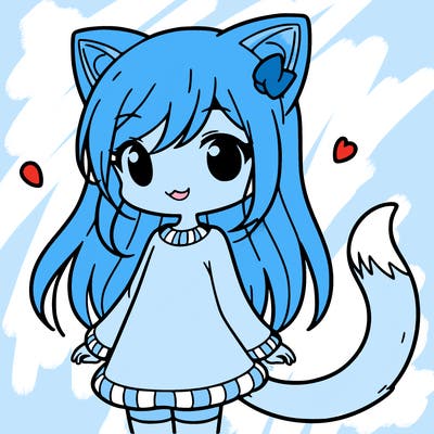 girl with cat ears and tail