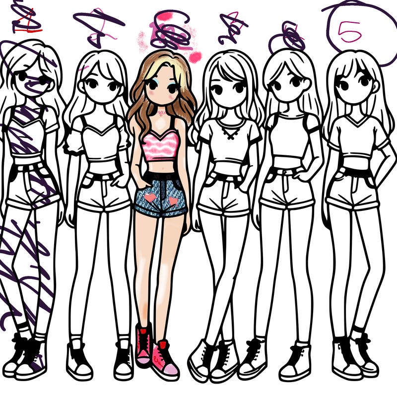 a group of girls wearing crop tops and shorts