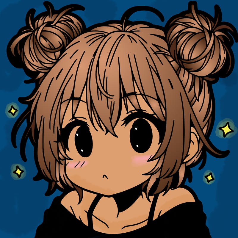 a manga girl with messy small buns
