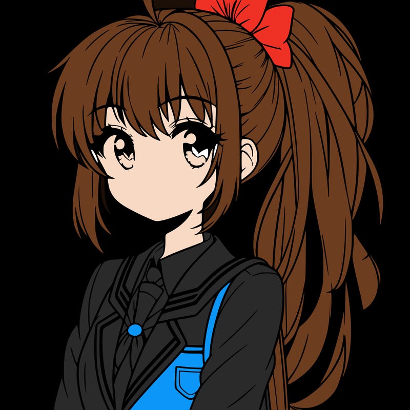 anime girl with high ponytail in a school uniform