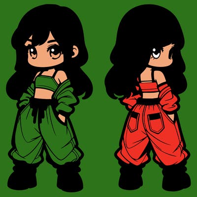 girl in crop top and baggy pants