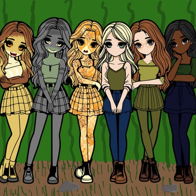 a group of girls realistic
