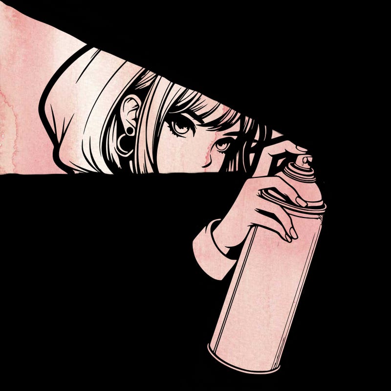 realistic girl spray painting